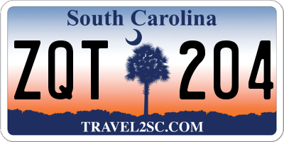 SC license plate ZQT204