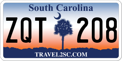 SC license plate ZQT208