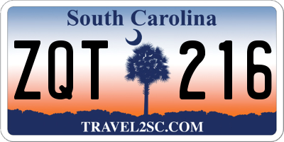 SC license plate ZQT216