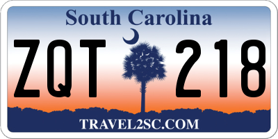 SC license plate ZQT218