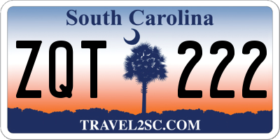 SC license plate ZQT222