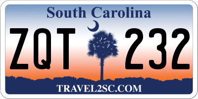 SC license plate ZQT232