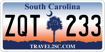 SC license plate ZQT233