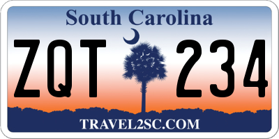 SC license plate ZQT234