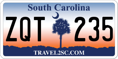 SC license plate ZQT235