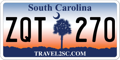 SC license plate ZQT270