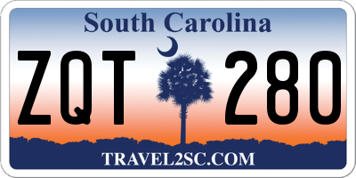 SC license plate ZQT280