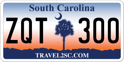 SC license plate ZQT300