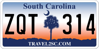 SC license plate ZQT314