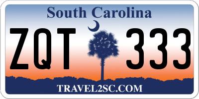 SC license plate ZQT333