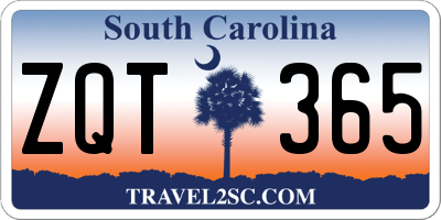 SC license plate ZQT365