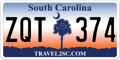 SC license plate ZQT374