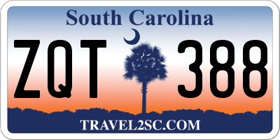 SC license plate ZQT388