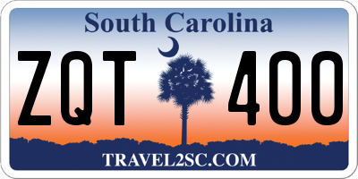 SC license plate ZQT400