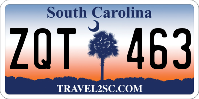 SC license plate ZQT463