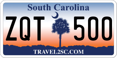 SC license plate ZQT500