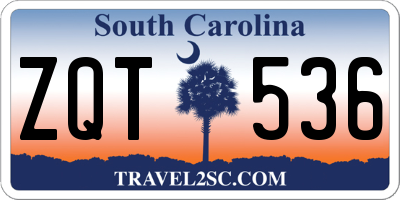SC license plate ZQT536