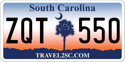 SC license plate ZQT550