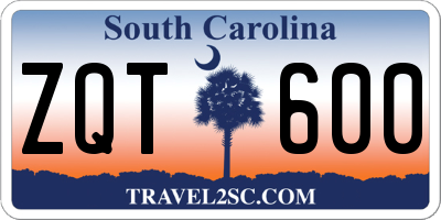 SC license plate ZQT600