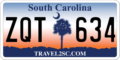 SC license plate ZQT634