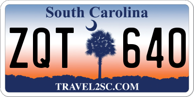 SC license plate ZQT640
