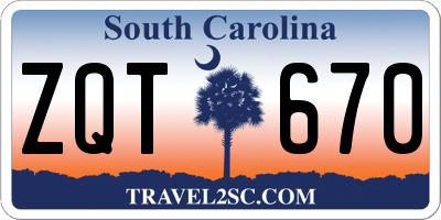 SC license plate ZQT670