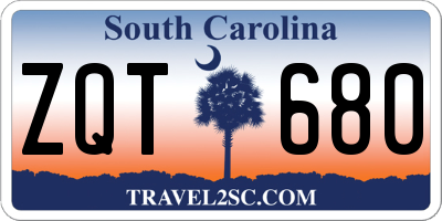 SC license plate ZQT680