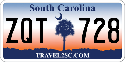 SC license plate ZQT728
