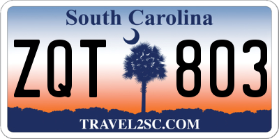 SC license plate ZQT803