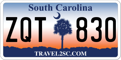 SC license plate ZQT830