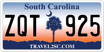 SC license plate ZQT925