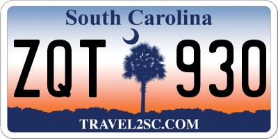 SC license plate ZQT930