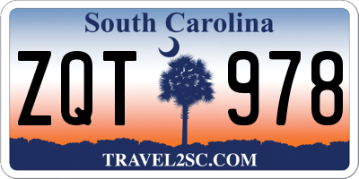 SC license plate ZQT978