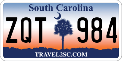 SC license plate ZQT984