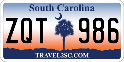 SC license plate ZQT986
