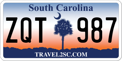 SC license plate ZQT987