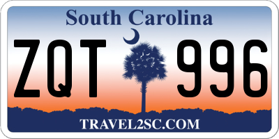 SC license plate ZQT996