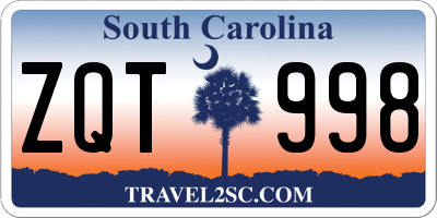 SC license plate ZQT998