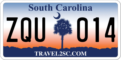 SC license plate ZQU014