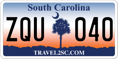 SC license plate ZQU040