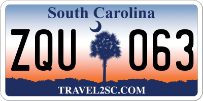 SC license plate ZQU063