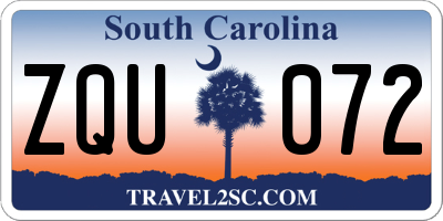 SC license plate ZQU072