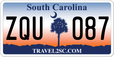 SC license plate ZQU087