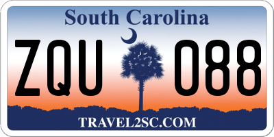SC license plate ZQU088