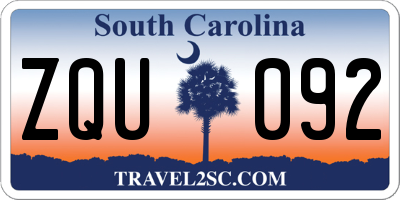 SC license plate ZQU092