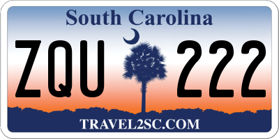 SC license plate ZQU222