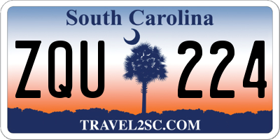 SC license plate ZQU224
