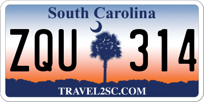 SC license plate ZQU314