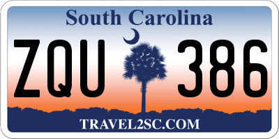 SC license plate ZQU386