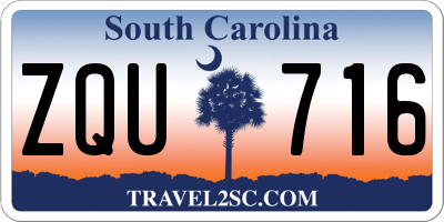 SC license plate ZQU716